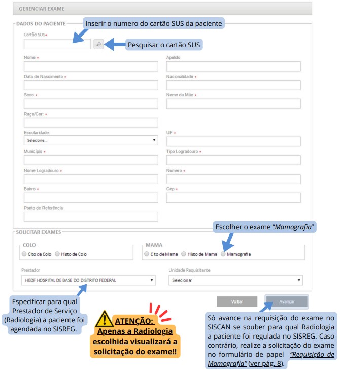 SISCAN - REQUISIÇÃO DE MAMOGRAFIA - Saude Legal